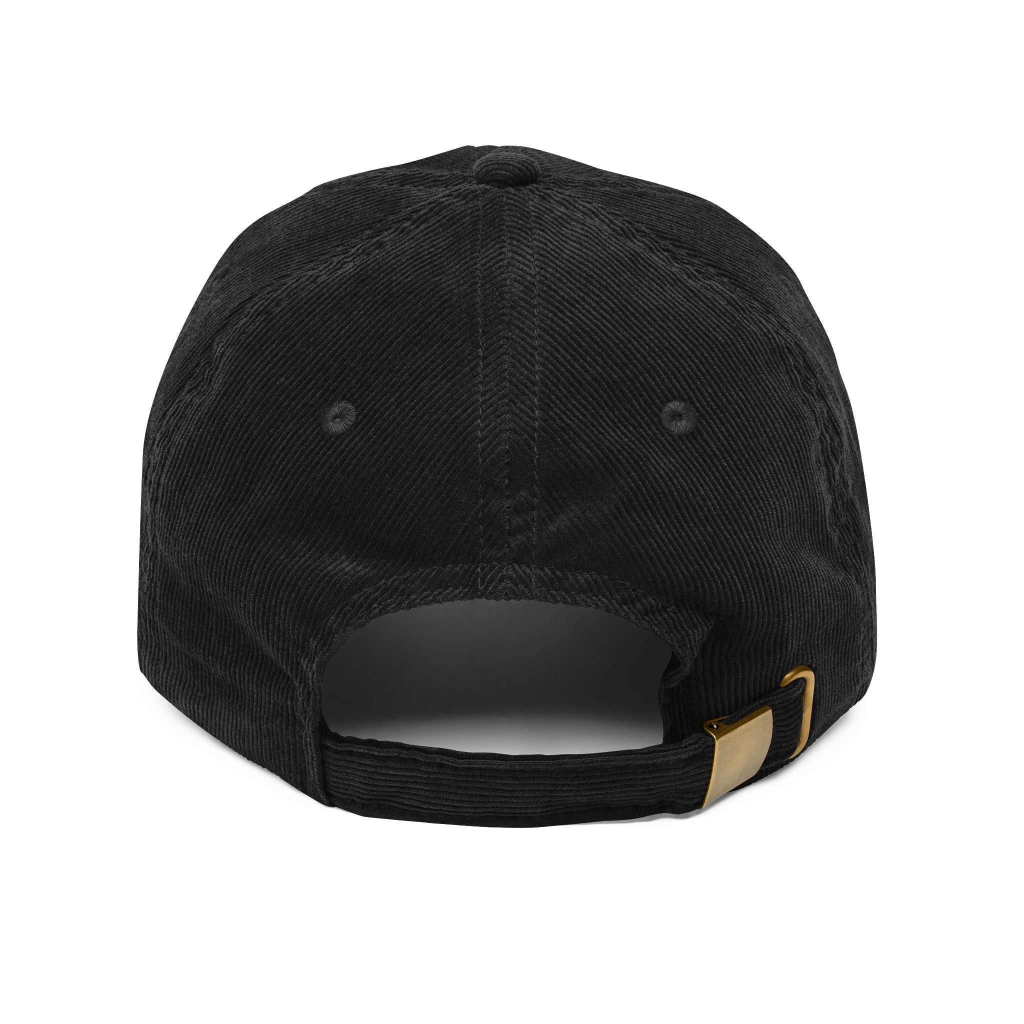 Embroidered Corduroy Cap in Black
