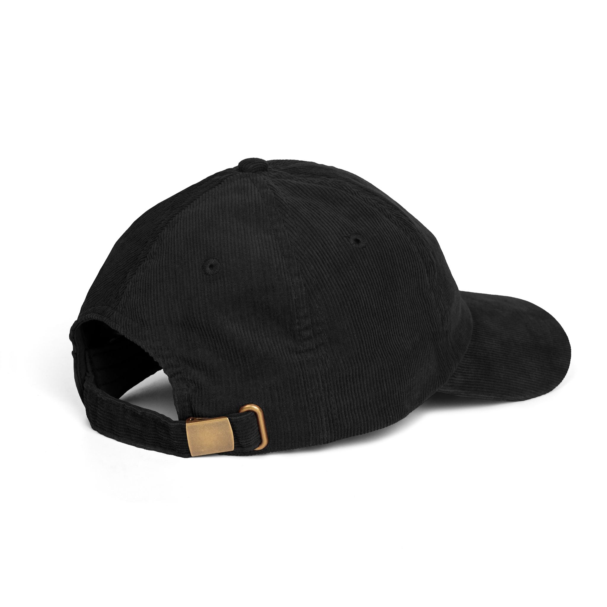 Embroidered Corduroy Cap in Black