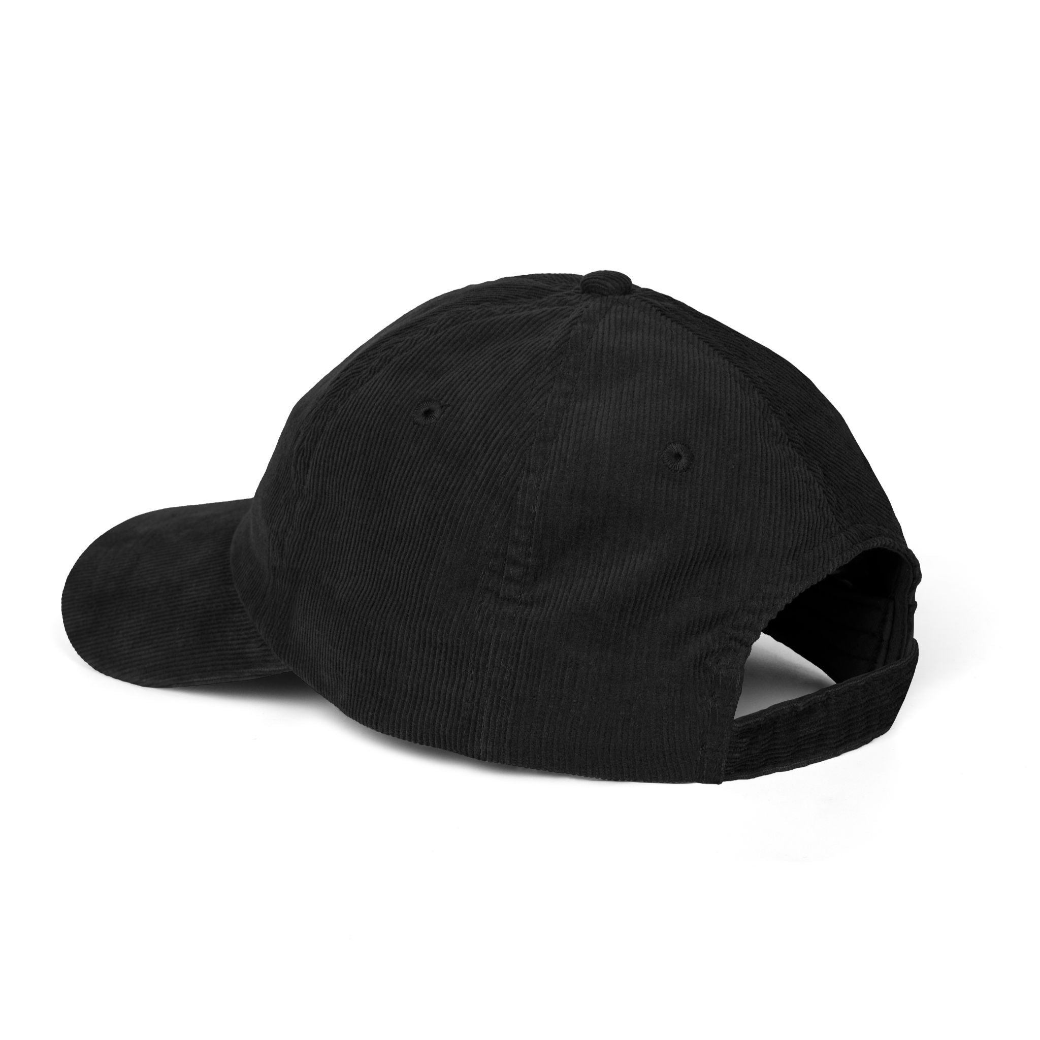 Embroidered Corduroy Cap in Black